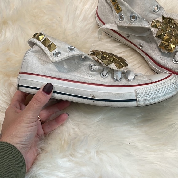 Studded white converse high tops 4 - Picture 2 of 6